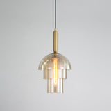 Modern Jolly Glass Pendant Light with Cognac Shades and Gold Finish Droplight