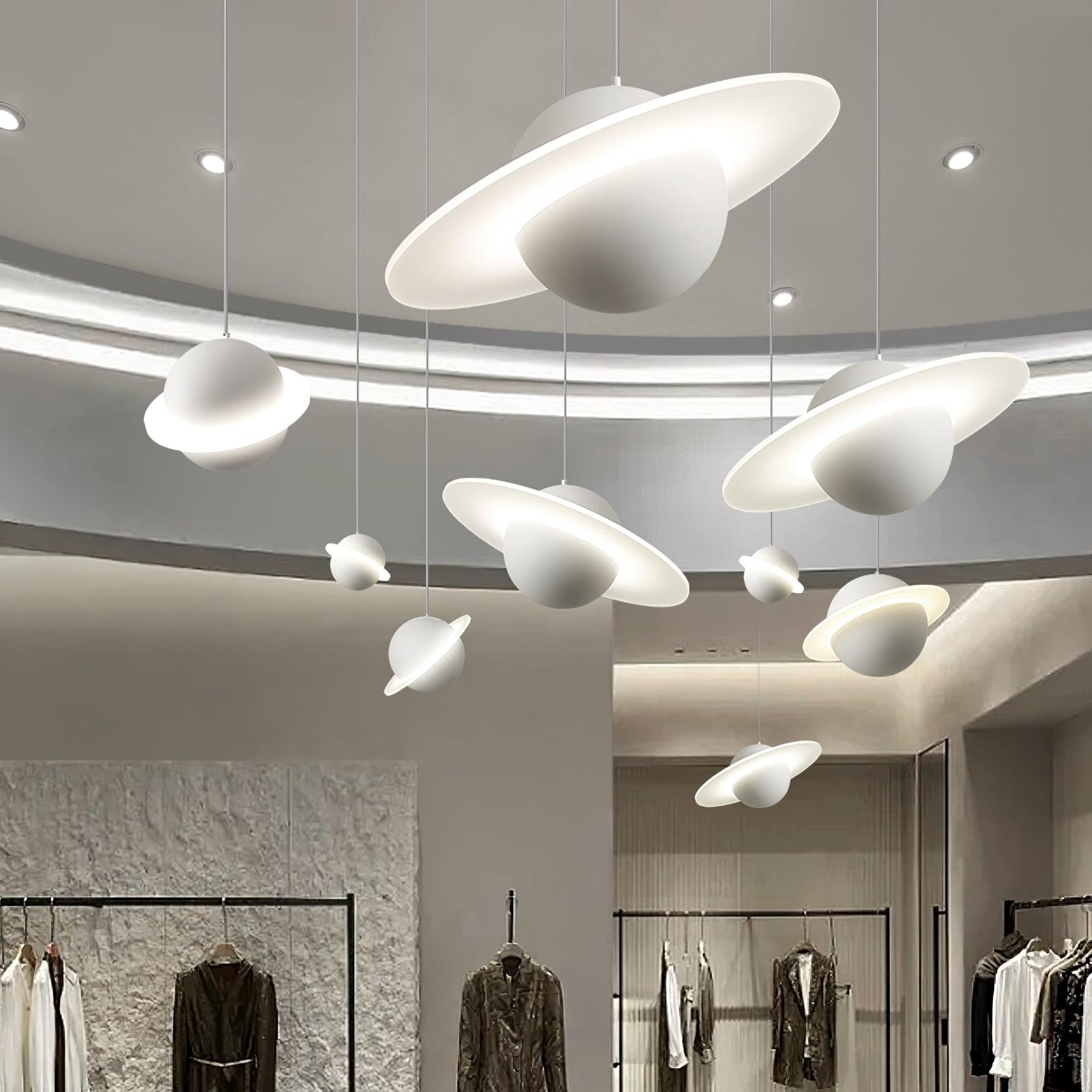 Modern Jupiter Ring LED Pendant Light Circular White Hanging Ceiling Lamp