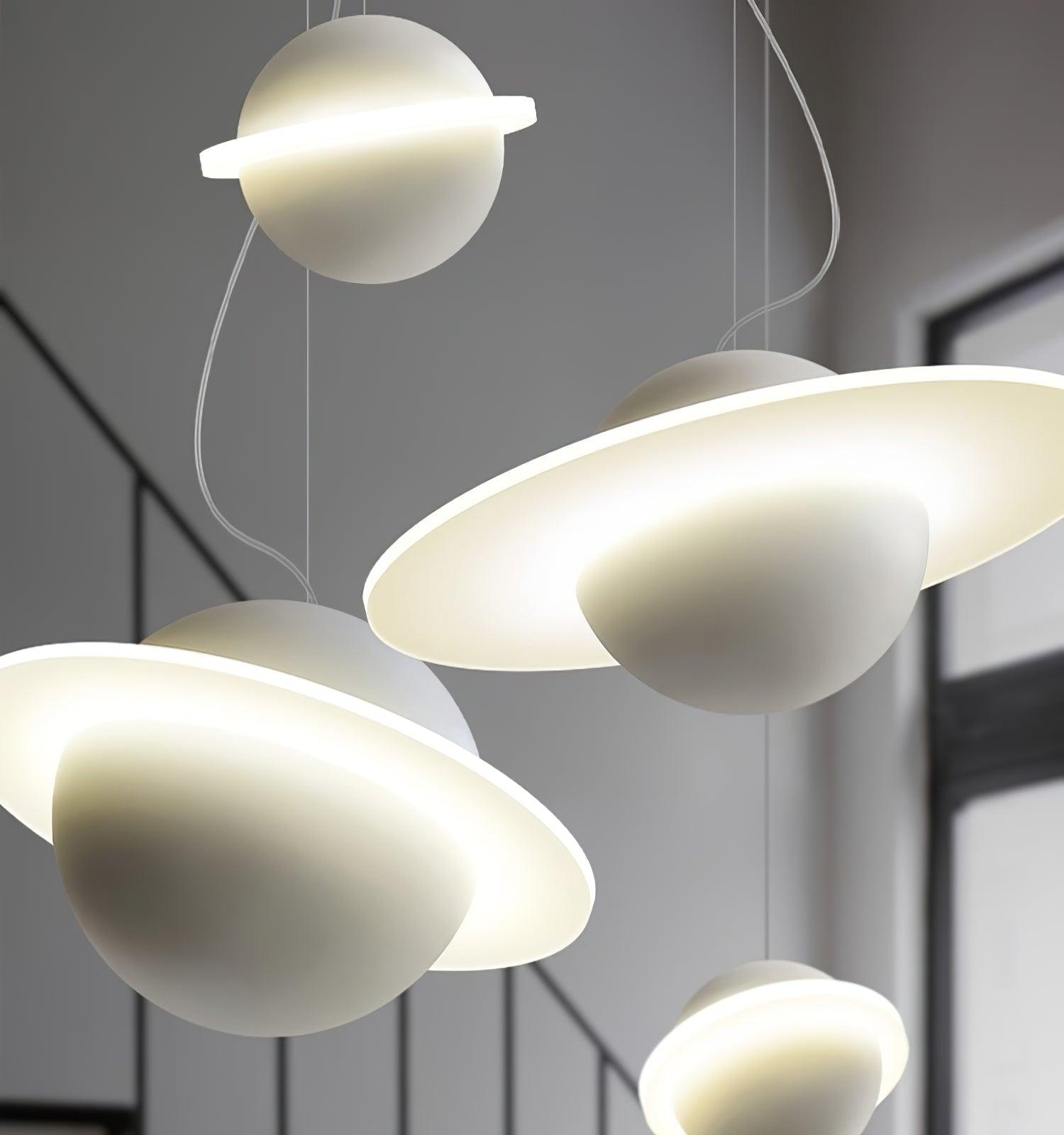 Modern Jupiter Ring LED Pendant Light Circular White Hanging Ceiling Lamp