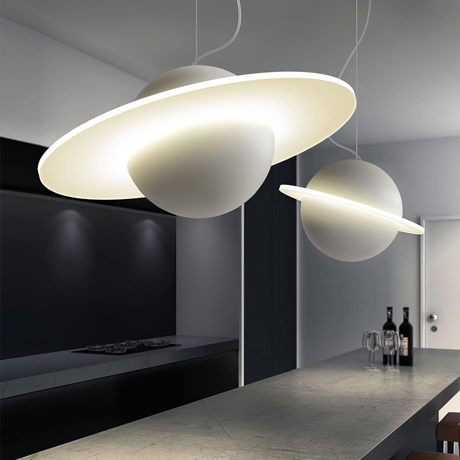 Modern Jupiter Ring LED Pendant Light Circular White Hanging Ceiling Lamp