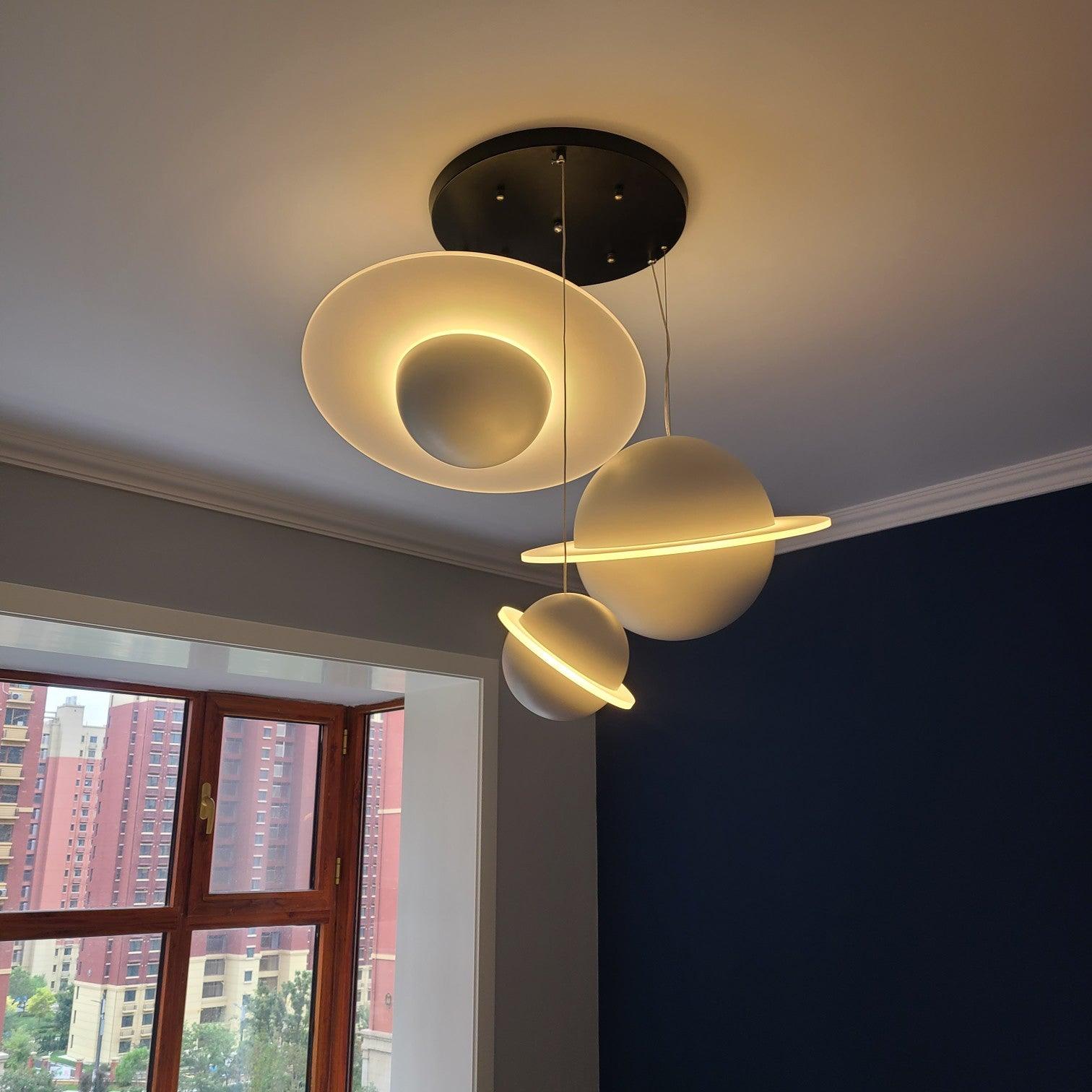 Modern Jupiter Ring LED Pendant Light Circular White Hanging Ceiling Lamp