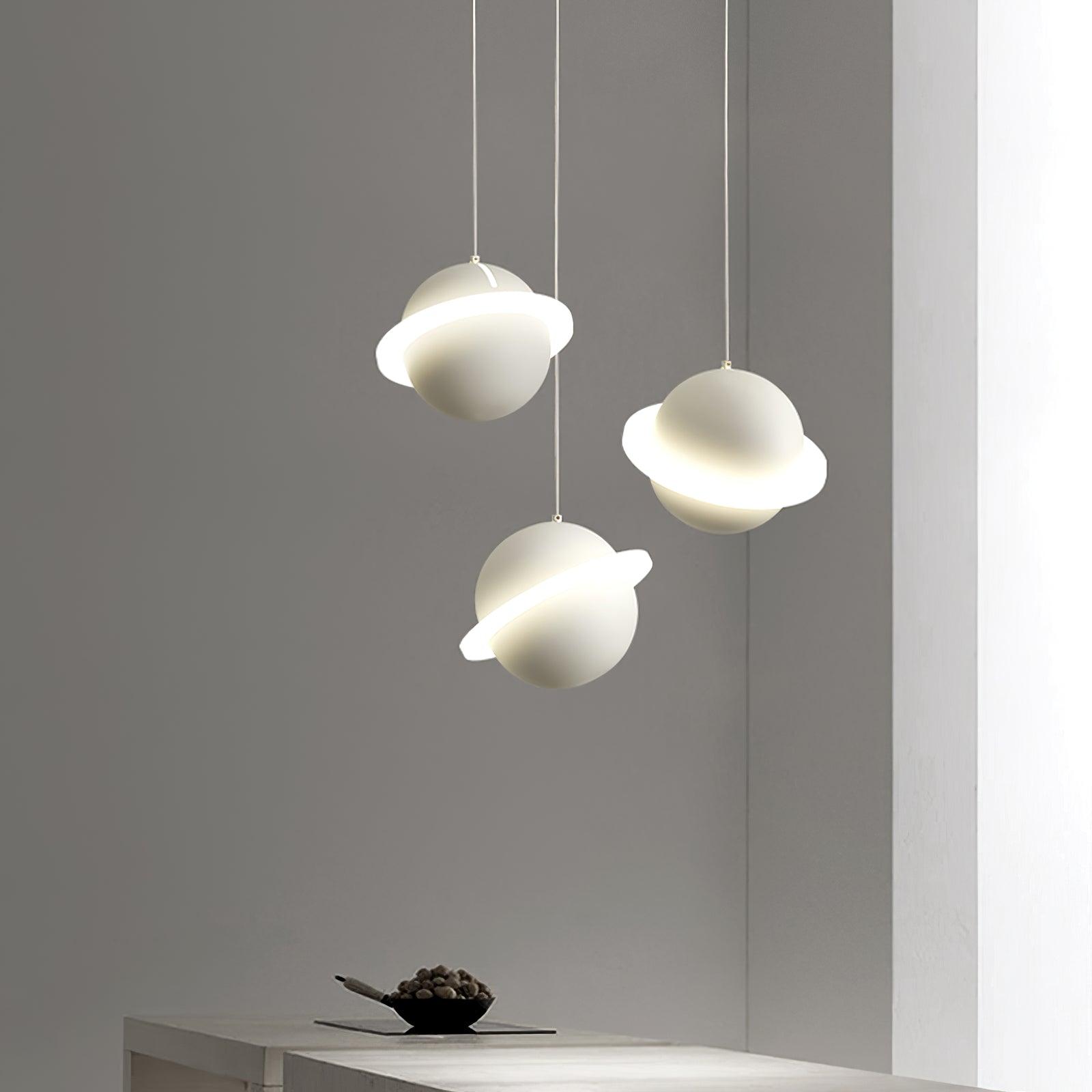 Modern Jupiter Ring LED Pendant Light Circular White Hanging Ceiling Lamp