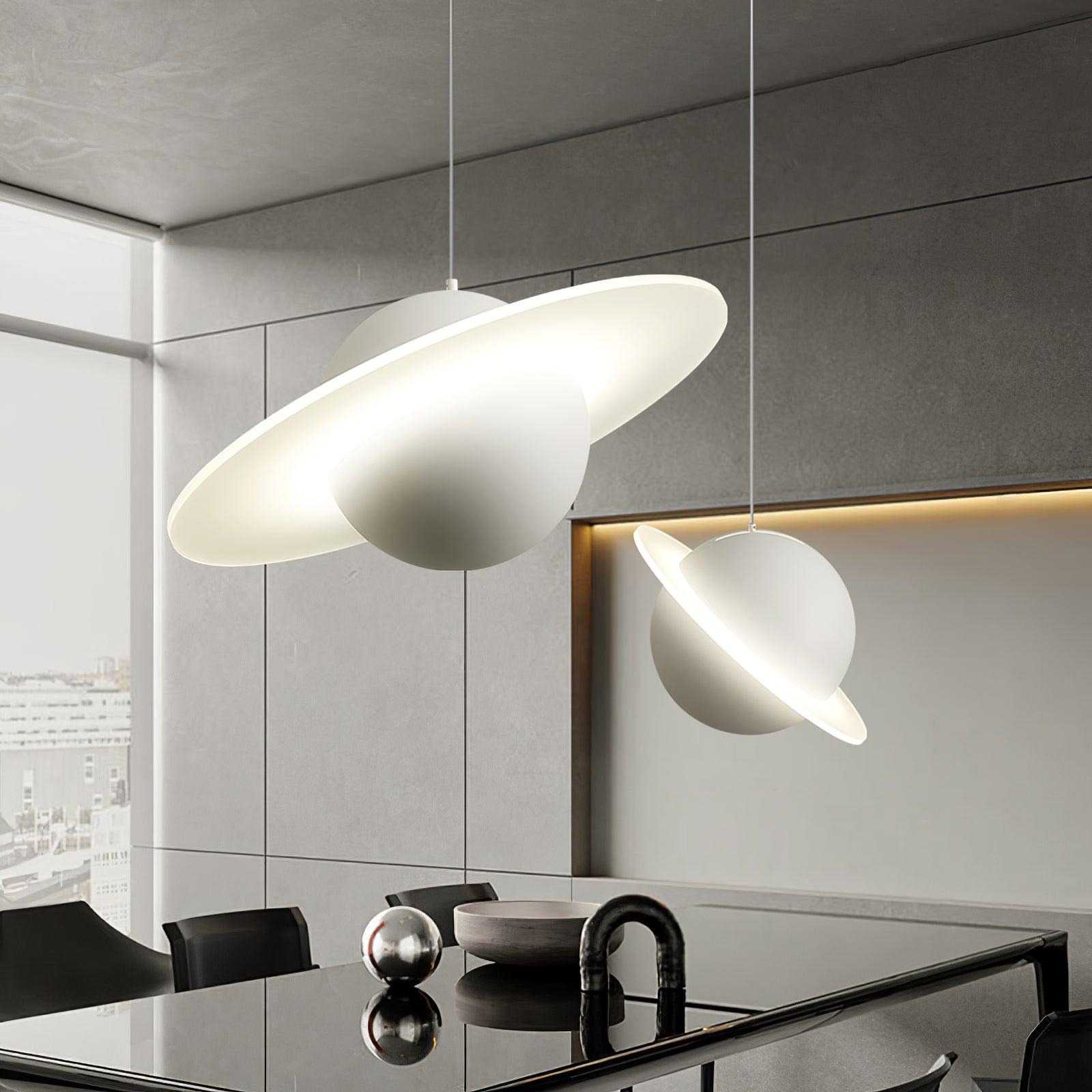 Modern Jupiter Ring LED Pendant Light Circular White Hanging Ceiling Lamp