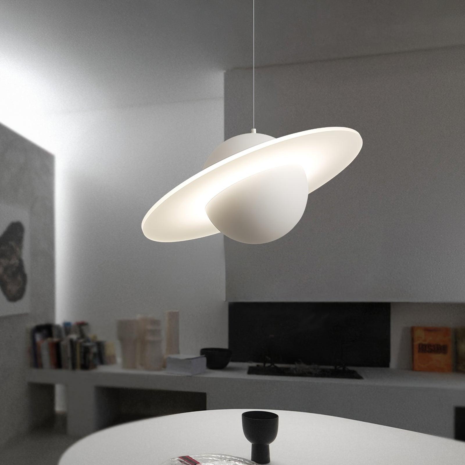 Modern Jupiter Ring LED Pendant Light Circular White Hanging Ceiling Lamp