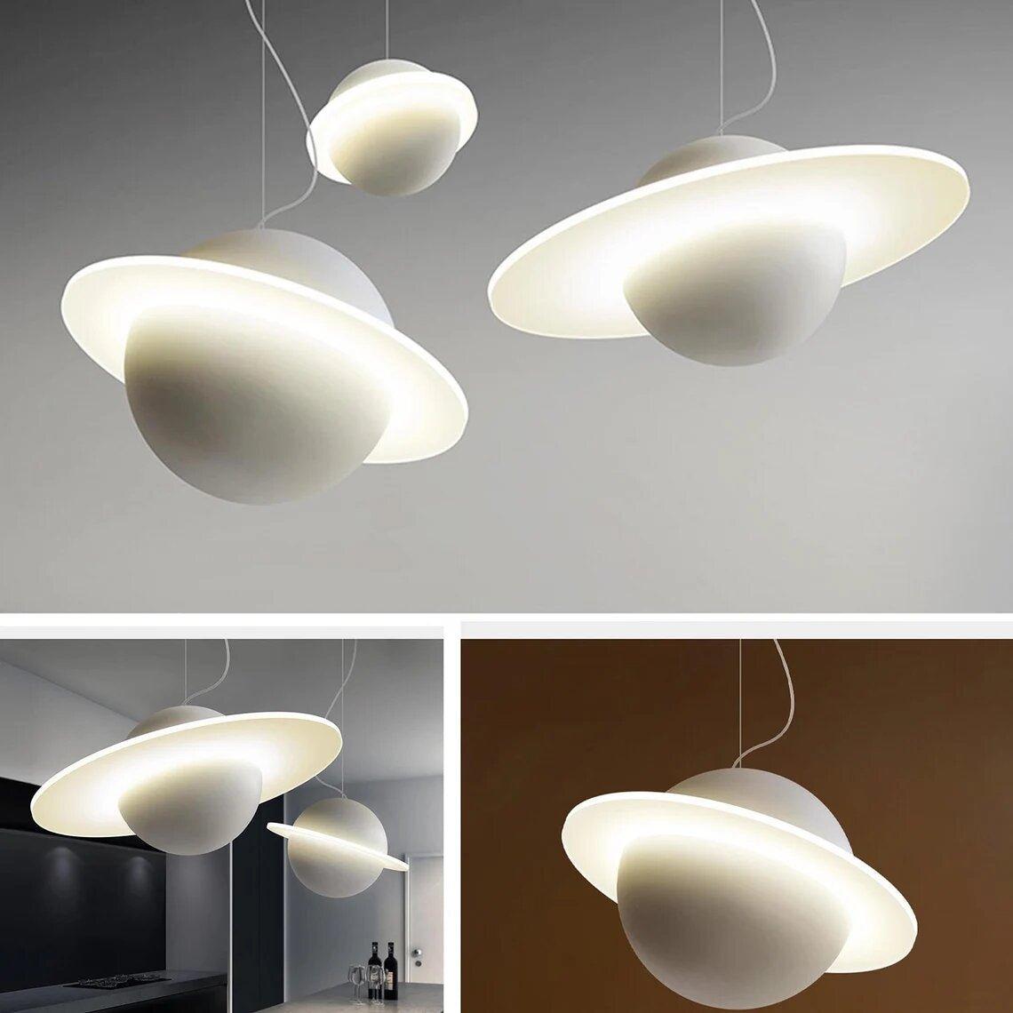 Modern Jupiter Ring LED Pendant Light Circular White Hanging Ceiling Lamp