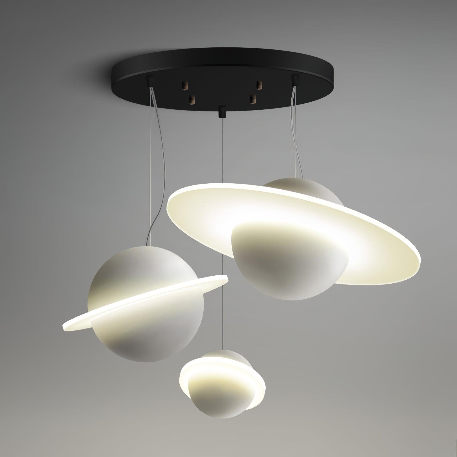 Modern Jupiter Ring LED Pendant Light Circular White Hanging Ceiling Lamp