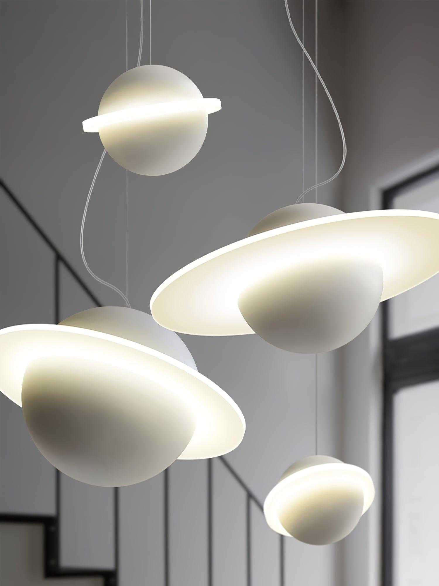 Modern Jupiter Ring LED Pendant Light Circular White Hanging Ceiling Lamp