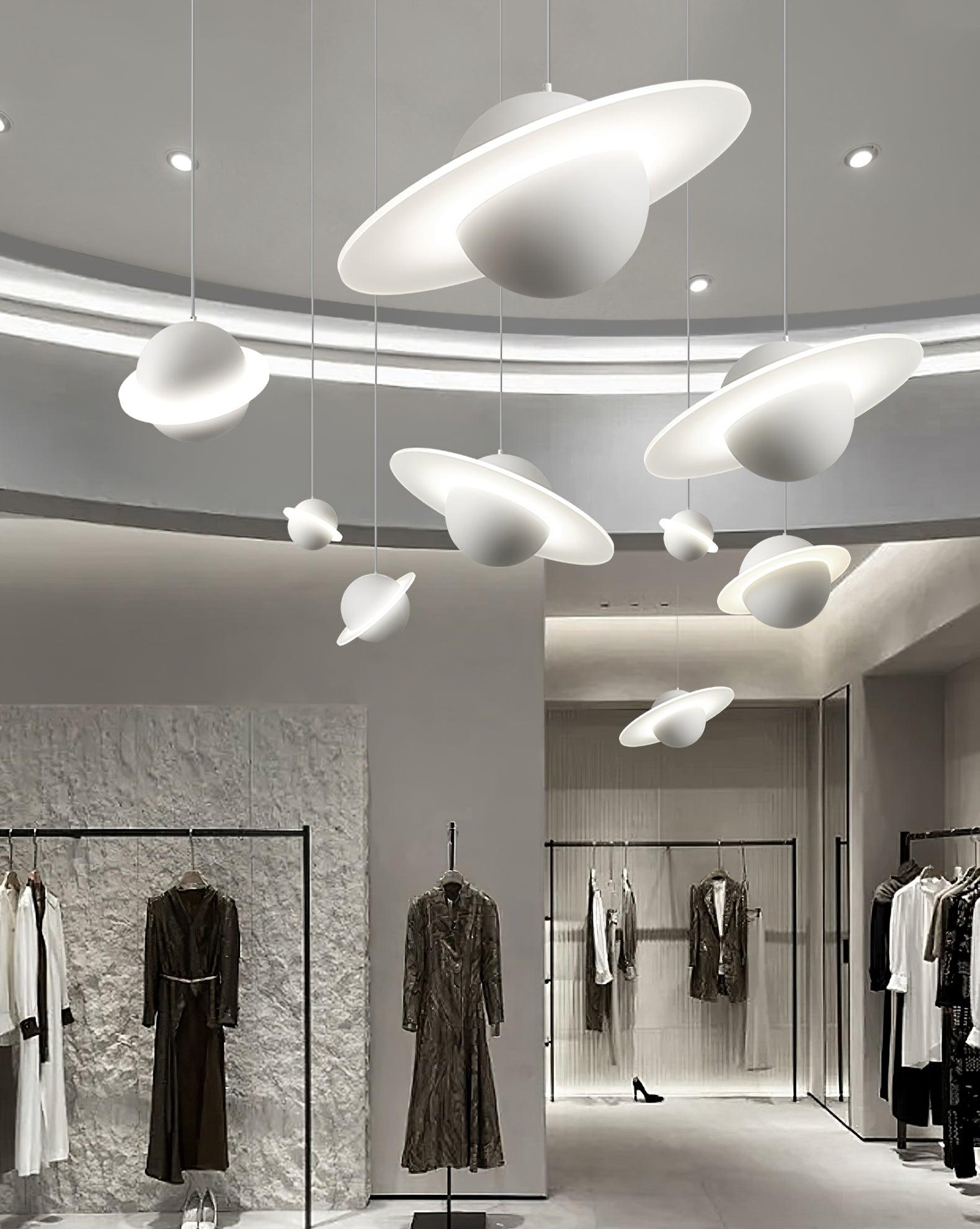 Modern Jupiter Ring LED Pendant Light Circular White Hanging Ceiling Lamp