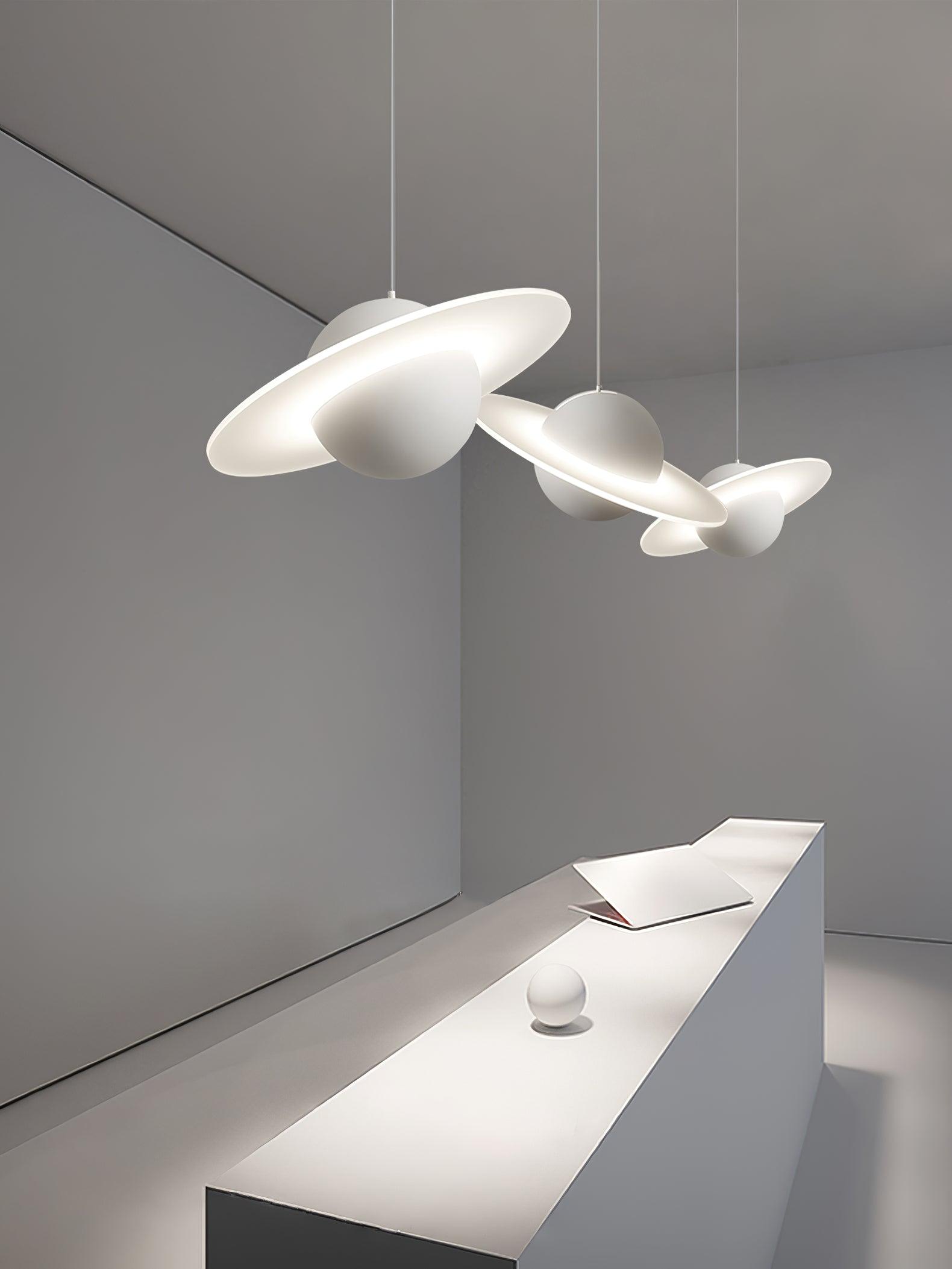 Modern Jupiter Ring LED Pendant Light Circular White Hanging Ceiling Lamp