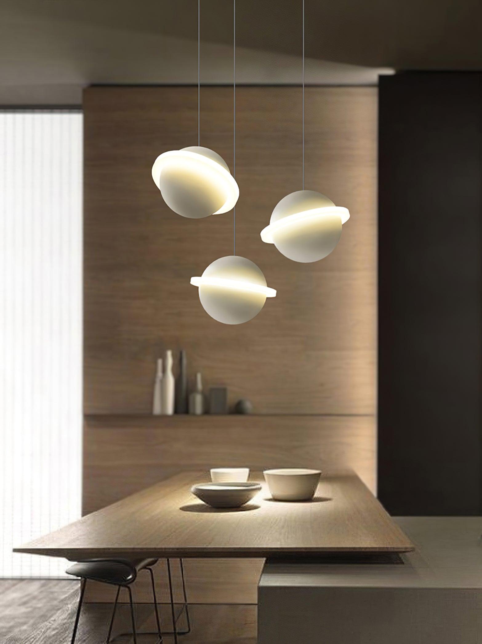 Modern Jupiter Ring LED Pendant Light Circular White Hanging Ceiling Lamp