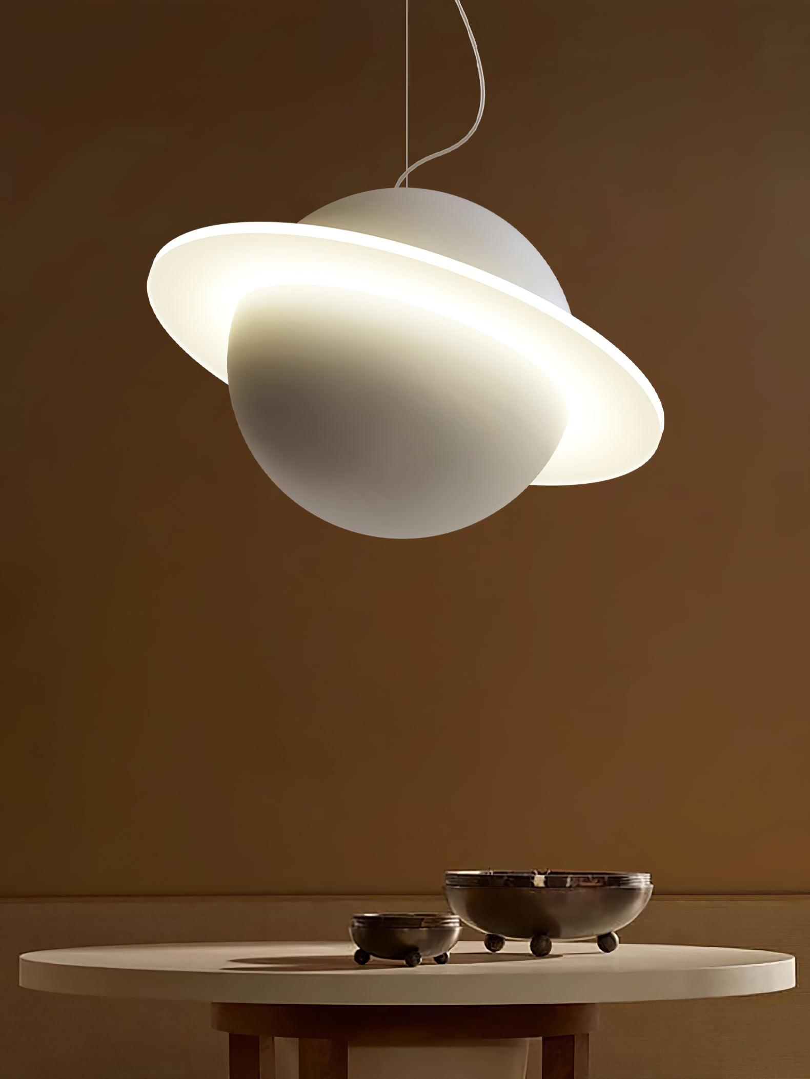 Modern Jupiter Ring LED Pendant Light Circular White Hanging Ceiling Lamp