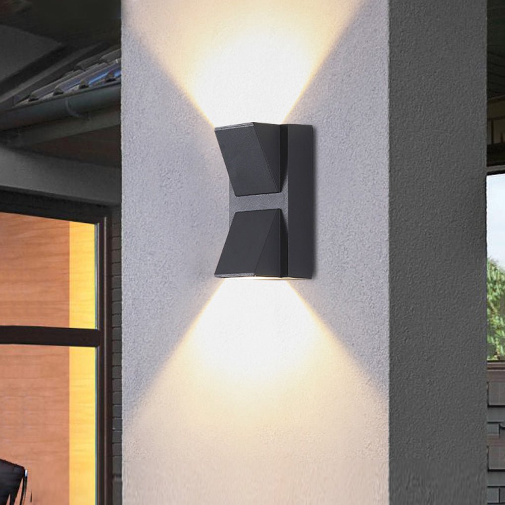 Modern K Type Black LED Outdoor Wall Sconce Waterproof Up and Down Exterior Porch Light