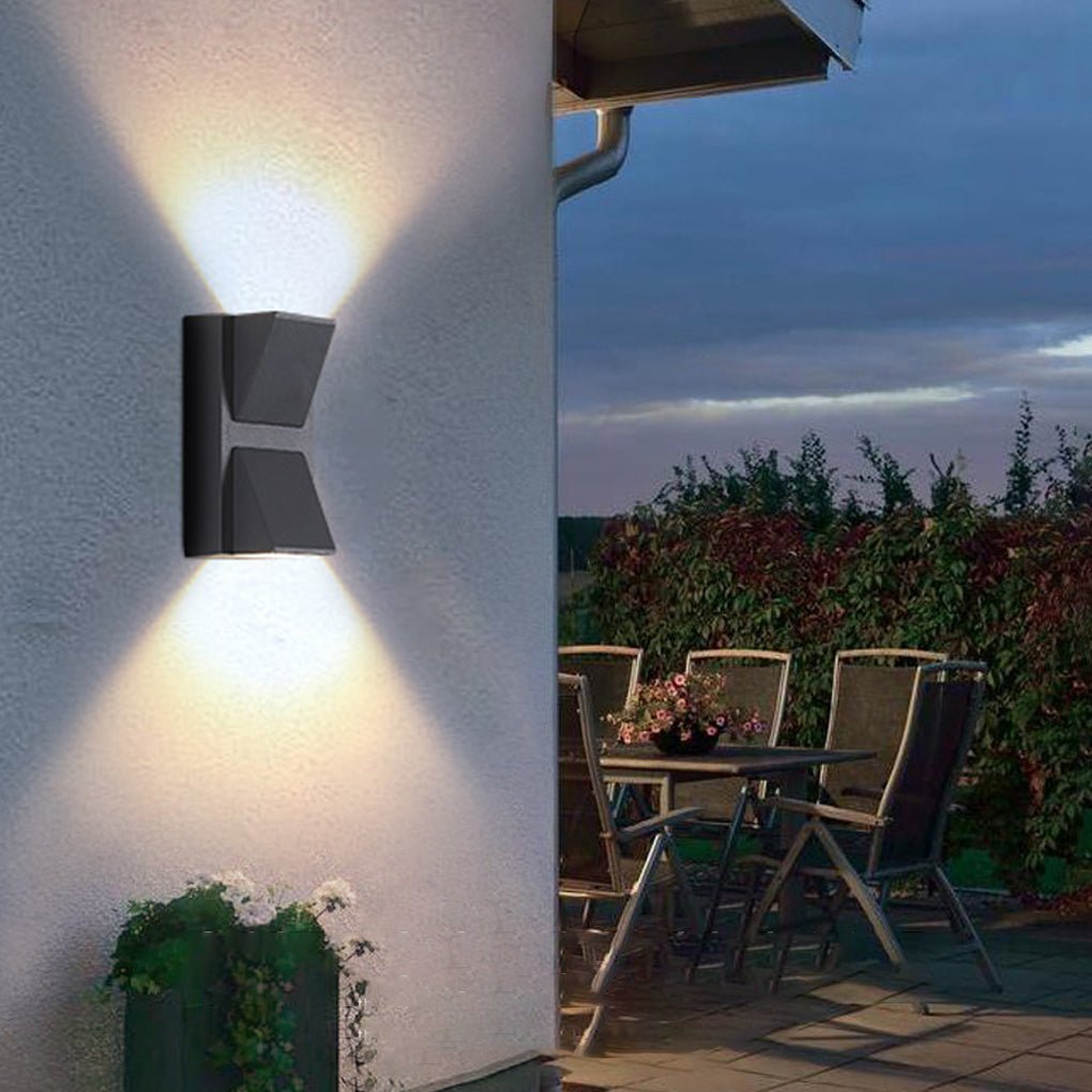 Modern K Type Black LED Outdoor Wall Sconce Waterproof Up and Down Exterior Porch Light