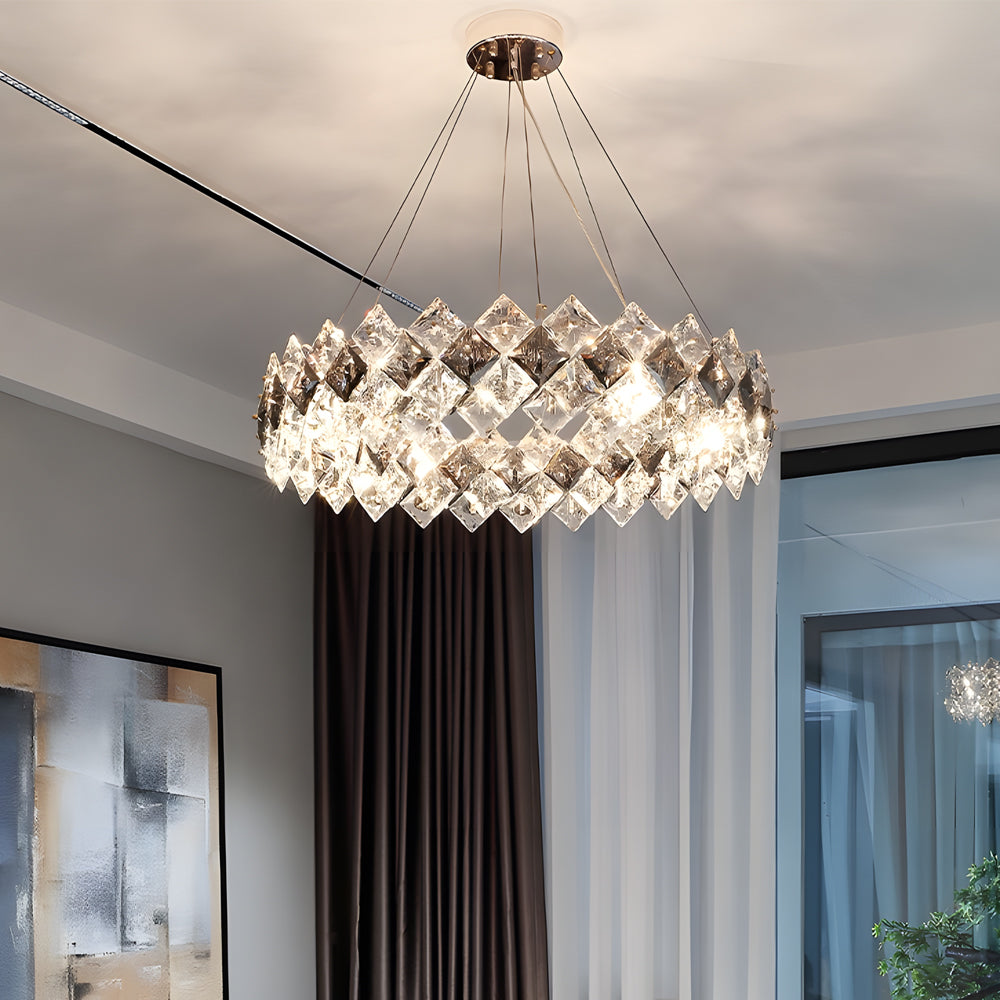 Modern K9 Crystal Chandelier with 3 Step Dimming for Dining and Living Room Spaces