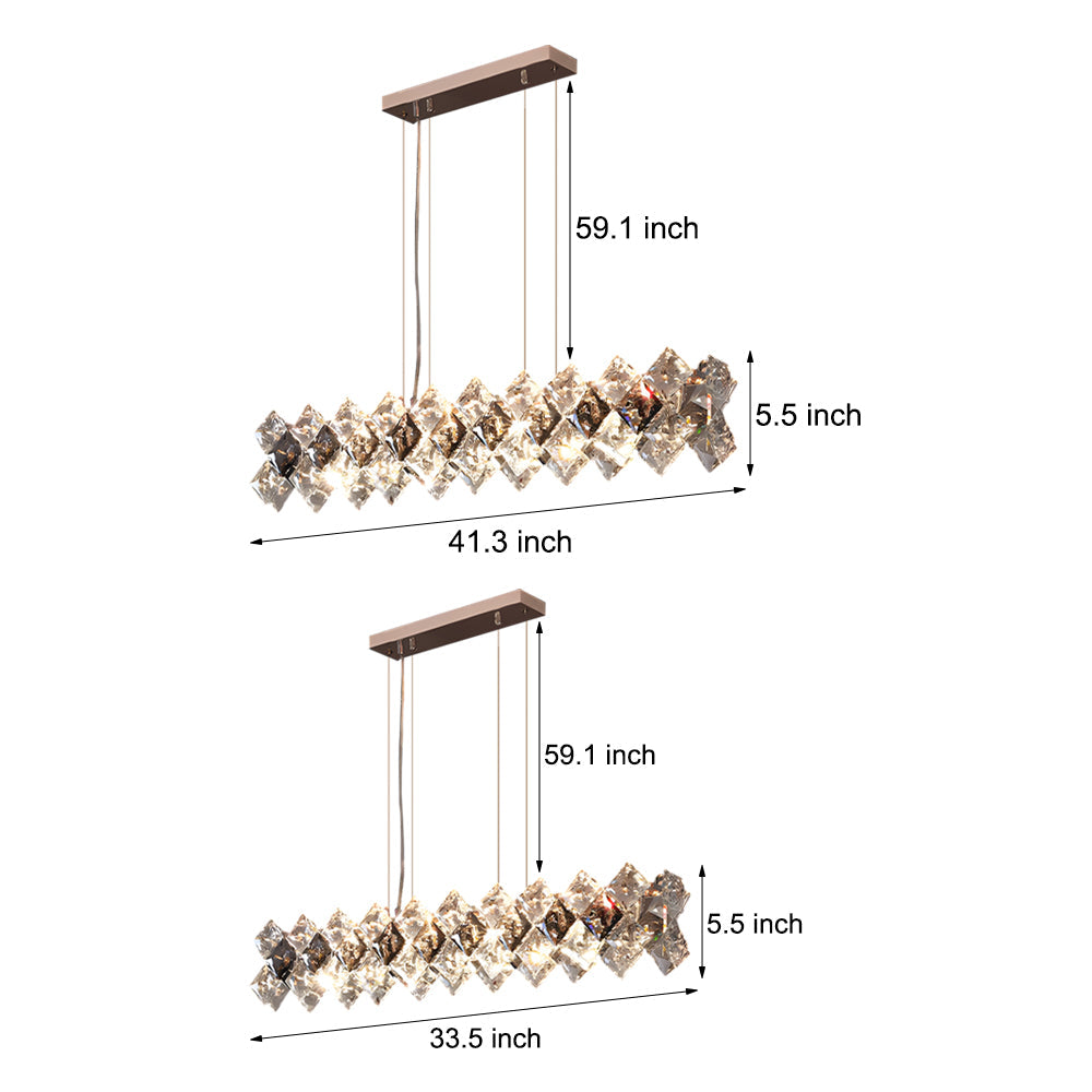 Modern K9 Crystal Chandelier with 3 Step Dimming for Dining and Living Room Spaces