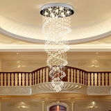 Modern K9 Crystal Double Spiral LED Chandelier for Large Staircase and High Ceiling Villa