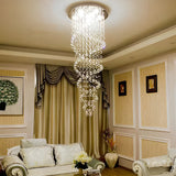 Modern K9 Crystal Double Spiral LED Chandelier for Large Staircase and High Ceiling Villa