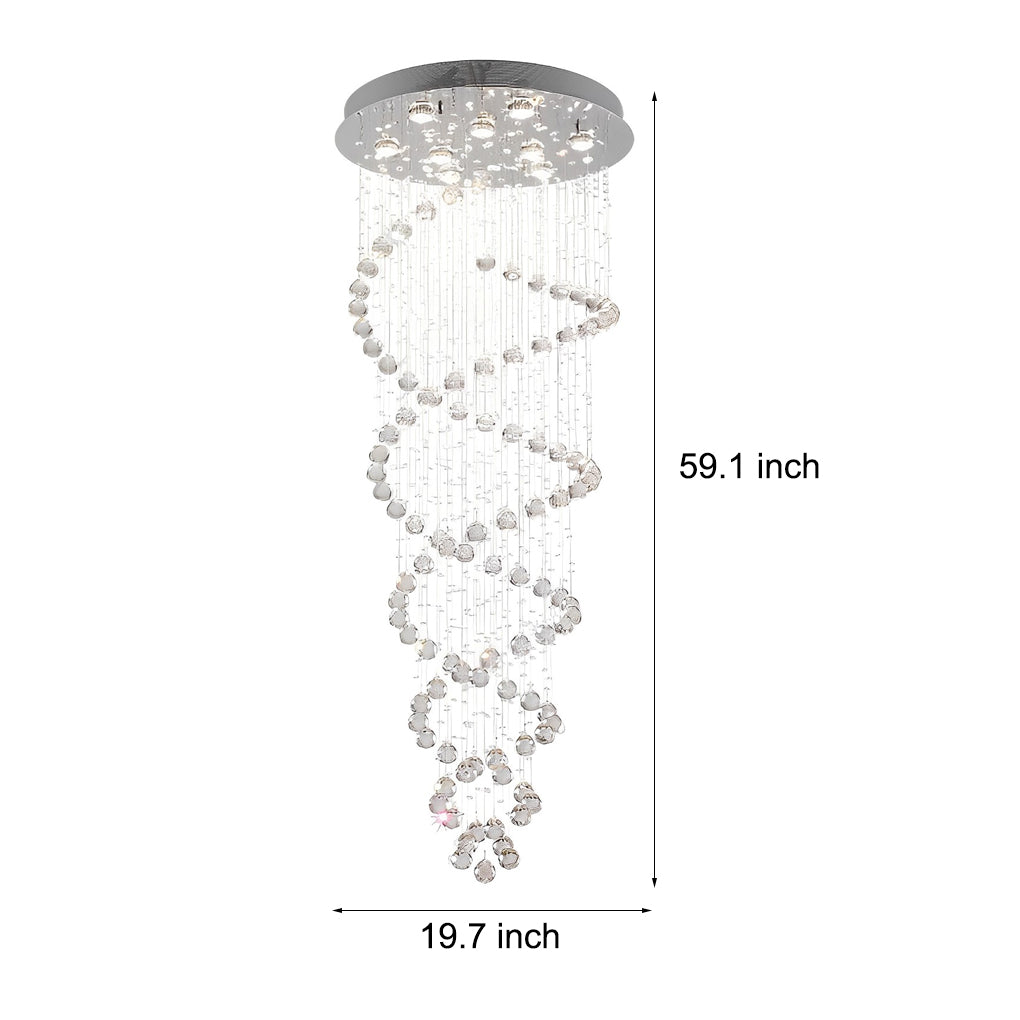 Modern K9 Crystal Double Spiral LED Chandelier for Large Staircase and High Ceiling Villa