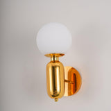 Modern Kade Blown Glass Wall Sconce Lighting with Polished Metal Frame