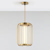 Modern Kai 2 Japanese Lantern Inspired LED Pendant Light Gold and Black Integrated Hanging Lamp