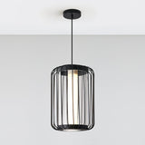 Modern Kai 2 Japanese Lantern Inspired LED Pendant Light Gold and Black Integrated Hanging Lamp