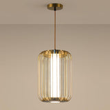 Modern Kai 2 Japanese Lantern Inspired LED Pendant Light Gold and Black Integrated Hanging Lamp