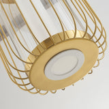 Modern Kai 2 Japanese Lantern Inspired LED Pendant Light Gold and Black Integrated Hanging Lamp