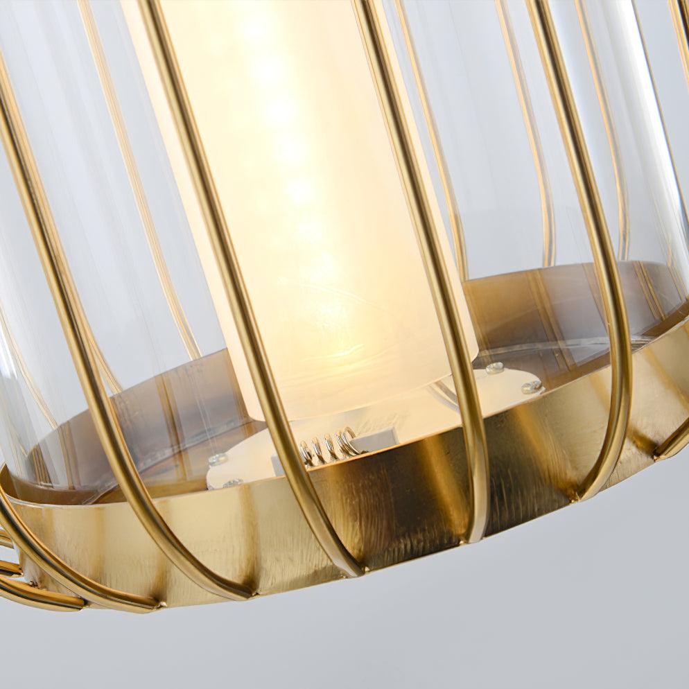 Modern Kai 2 Japanese Lantern Inspired LED Pendant Light Gold and Black Integrated Hanging Lamp