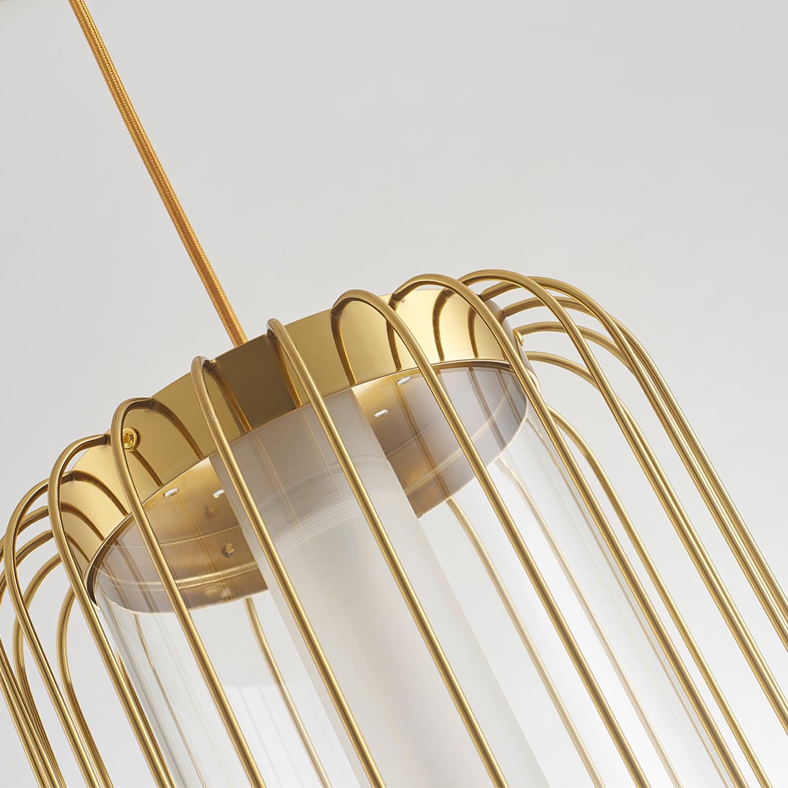 Modern Kai 2 Japanese Lantern Inspired LED Pendant Light Gold and Black Integrated Hanging Lamp