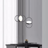 Modern KUU Rotating Circle LED Pendant Light Moon Inspired Adjustable Ring Hanging Lamp