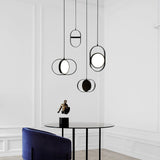 Modern KUU Rotating Circle LED Pendant Light Moon Inspired Adjustable Ring Hanging Lamp