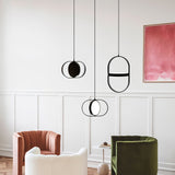 Modern KUU Rotating Circle LED Pendant Light Moon Inspired Adjustable Ring Hanging Lamp