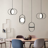 Modern KUU Rotating Circle LED Pendant Light Moon Inspired Adjustable Ring Hanging Lamp