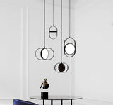 Modern KUU Rotating Circle LED Pendant Light Moon Inspired Adjustable Ring Hanging Lamp