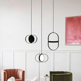 Modern KUU Rotating Circle LED Pendant Light Moon Inspired Adjustable Ring Hanging Lamp