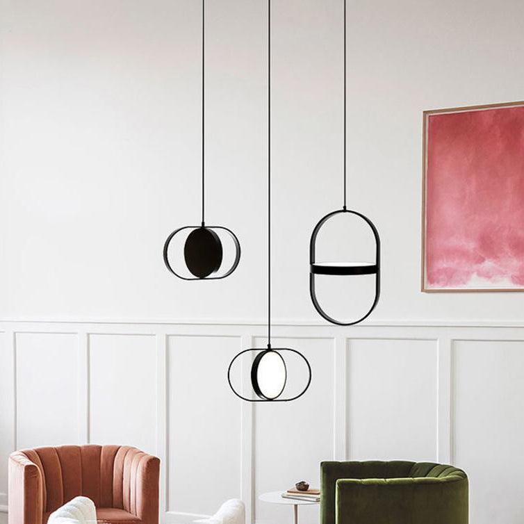 Modern KUU Rotating Circle LED Pendant Light Moon Inspired Adjustable Ring Hanging Lamp