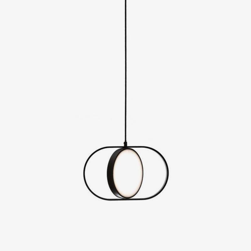 Modern KUU Rotating Circle LED Pendant Light Moon Inspired Adjustable Ring Hanging Lamp
