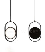 Modern KUU Rotating Circle LED Pendant Light Moon Inspired Adjustable Ring Hanging Lamp