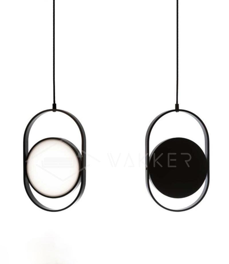 Modern KUU Rotating Circle LED Pendant Light Moon Inspired Adjustable Ring Hanging Lamp
