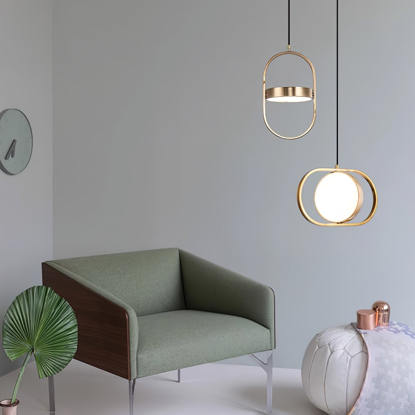 Modern KUU Rotating Circle LED Pendant Light Moon Inspired Adjustable Ring Hanging Lamp