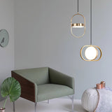Modern KUU Rotating Circle LED Pendant Light Moon Inspired Adjustable Ring Hanging Lamp