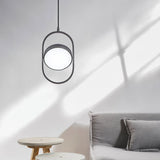 Modern KUU Rotating Circle LED Pendant Light Moon Inspired Adjustable Ring Hanging Lamp