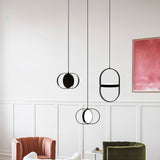 Modern KUU Rotating Circle LED Pendant Light Moon Inspired Adjustable Ring Hanging Lamp