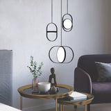 Modern KUU Rotating Circle LED Pendant Light Moon Inspired Adjustable Ring Hanging Lamp