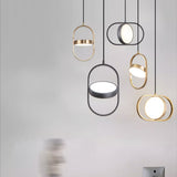 Modern KUU Rotating Circle LED Pendant Light Moon Inspired Adjustable Ring Hanging Lamp
