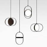 Modern KUU Rotating Circle LED Pendant Light Moon Inspired Adjustable Ring Hanging Lamp