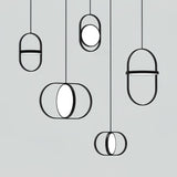 Modern KUU Rotating Circle LED Pendant Light Moon Inspired Adjustable Ring Hanging Lamp