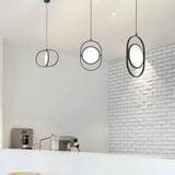 Modern KUU Rotating Circle LED Pendant Light Moon Inspired Adjustable Ring Hanging Lamp