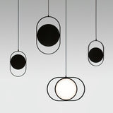 Modern KUU Rotating Circle LED Pendant Light Moon Inspired Adjustable Ring Hanging Lamp