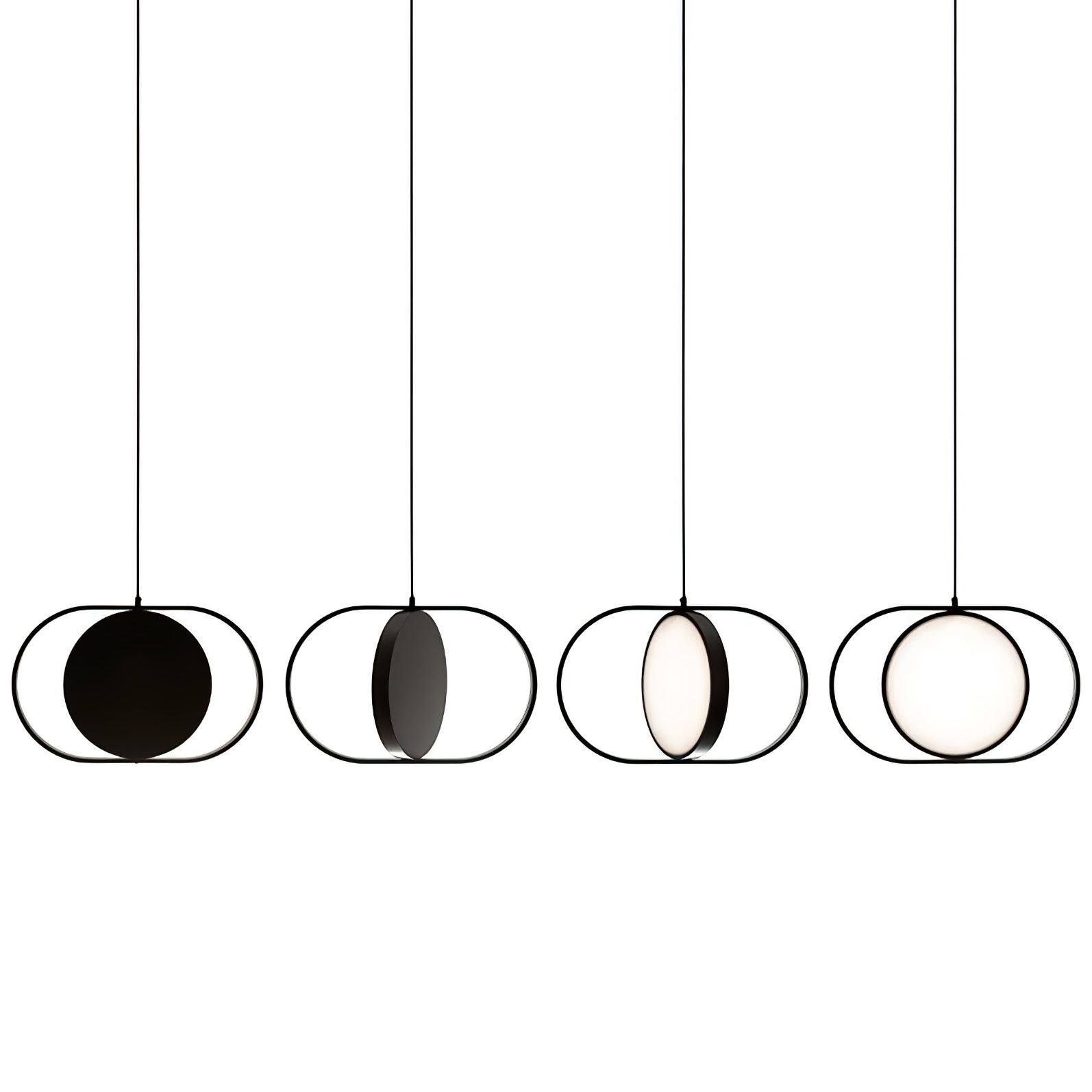 Modern KUU Rotating Circle LED Pendant Light Moon Inspired Adjustable Ring Hanging Lamp